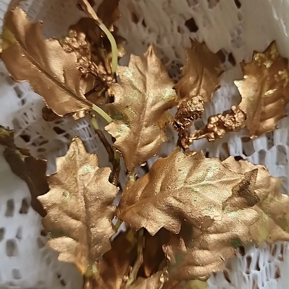Vintage Gold Leaf Decorative Floral Picks Accent Fall Autumn Tgiving Christmas